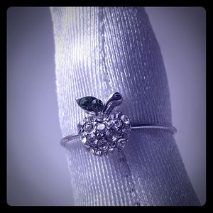 Apple adjustable toe ring with rhinestones